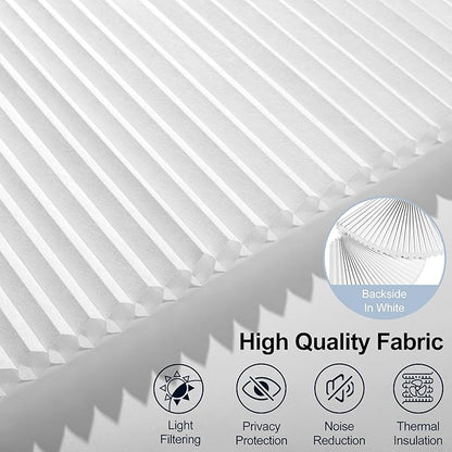 BERISSA Motorized Cellular Shades, Light Filtering Smart Honeycomb Blinds with Remote Control & Hub, Custom Room Darkening Automatic Cellular Window Blinds for Home Office, Living Room, Door,White