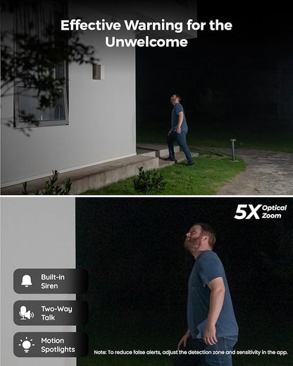 REOLINK 4K PoE Outdoor Security Camera System, 5X Optical Zoom, Spotlight Color Night Vision, Two Way Talk, 8X RLC-811A Bundle with POE NVR RLN16-410, Pre-Installed 4TB HDD 16CH Video Recorder