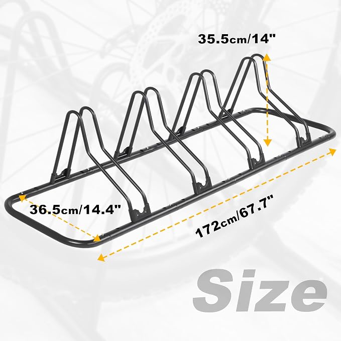 CyclingDeal Bicycle Floor Parking Rack Stand - for Mountain MTB Road Bike - Indoor Home Garage Storage - Upgraded 4 Bikes