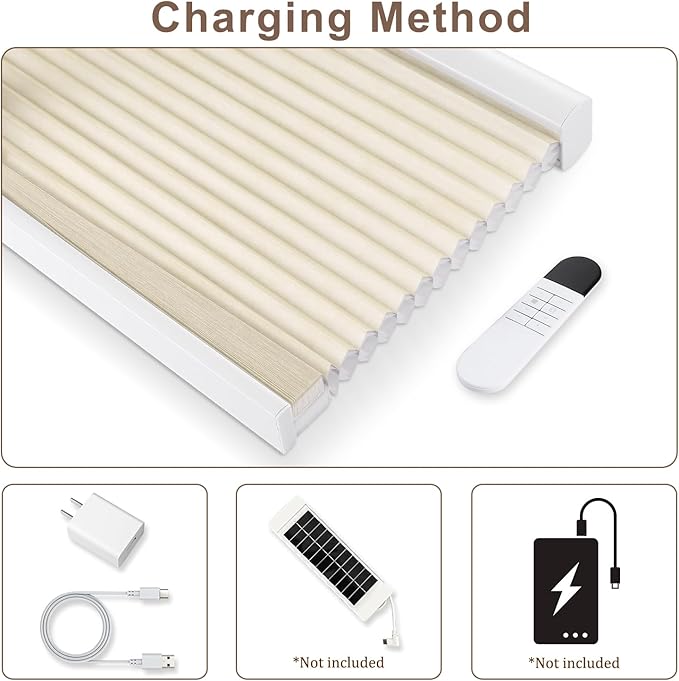 Godark Motorized Light Filtering Cellular Shades Compatible with Alexa/Google Home Electric Blinds Smart Honeycomb Shades for Windows Automatic Blinds with Remote Custom Size-Beige