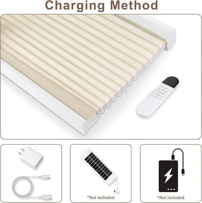 Godark Motorized Light Filtering Cellular Shades Compatible with Alexa/Google Home Electric Blinds Smart Honeycomb Shades for Windows Automatic Blinds with Remote Custom Size-Beige