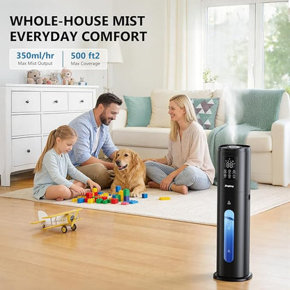 Humidifiers for Bedroom Large Room Humidifiers for Home,7L/1.85Gal Large Humidifier with Smart App & Remote Control, 4 Mist Levels Cool Mist Humidifiers Black