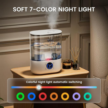 COMHOMA Humidifiers for Bedroom, 5L Top Fill for Large Room, 36H Runtime, 28 dB Quiet Cool Mist Air Humidifier for Baby Nursery, Plants, Indoor, APP/7-color Nightlight,Easy to Clean & Fill,Light White