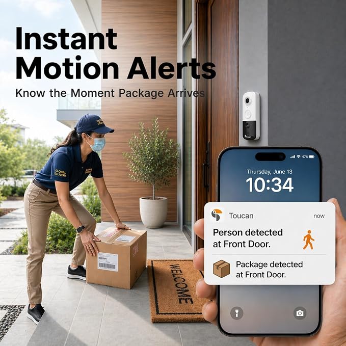 TOUCAN Doorbell Camera, Wireless Video Doorbell with Chime, Doorbell Gen 3