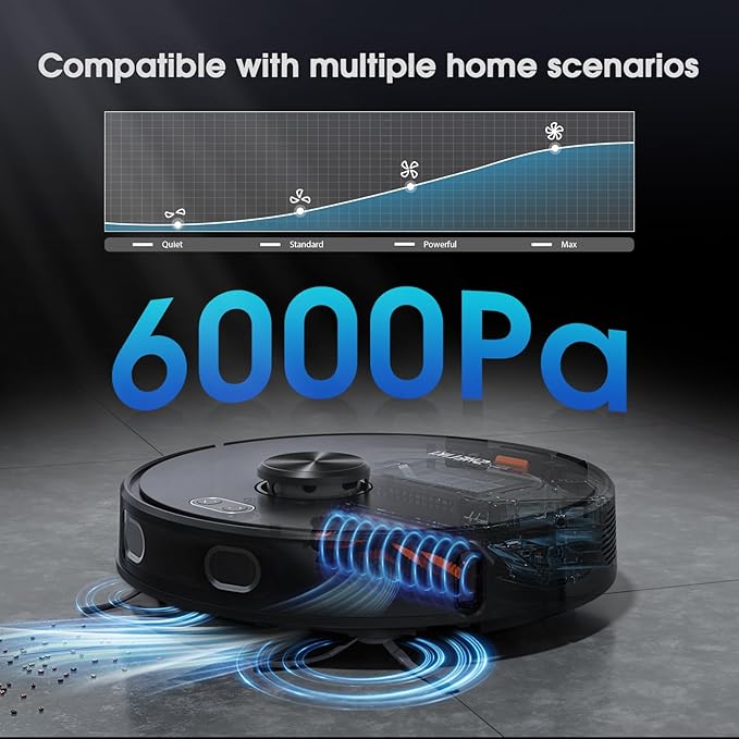 Robot Vacuum and Mop Combo, Mapping Robotic Vacuums Cleaner with 75 Days Self-Emptying, LiDAR Navigation Smart & Strong Suction, WiFi/App/Alexa/Voice Control, Quiet for Home Pet Hair Hard Floor Carpet