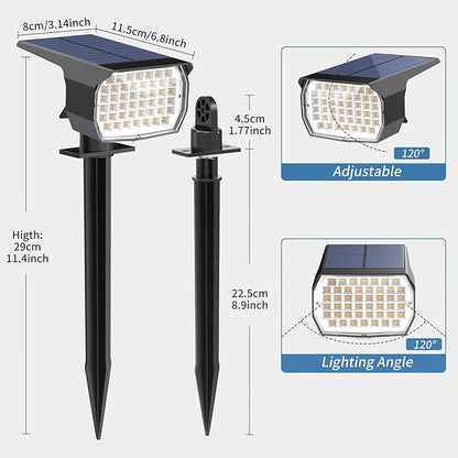 WENATY Solar Spot Lights Outdoor Waterproof IP65, 6 Pack Landscape Spotlights with 46 LEDs, 3 Modes Auto On/Off Solar Powered Flood Lights for Outside Pathway, Yard, Garden, Walkway (Warm White)