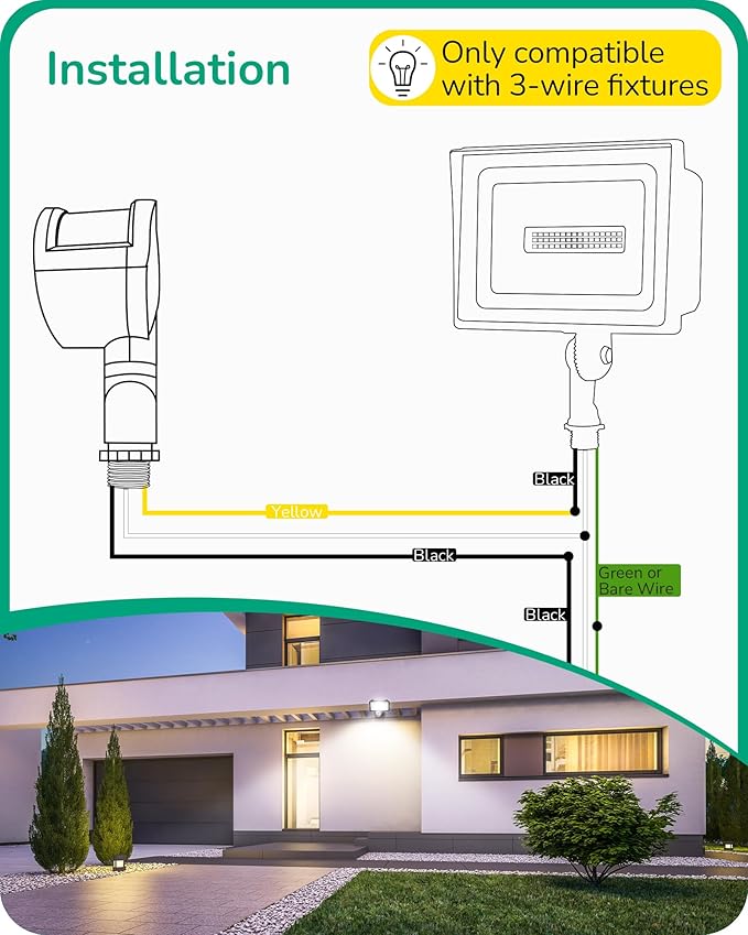 EDISHINE Motion Sensor, 180-Degree Replacement Motion Detector for Security Floodlights, 120V Adjustable Time & Detection Sensitivity Range Up to 60 Feet, 3 Modes Pir Motion Sensor, White, UL Listed