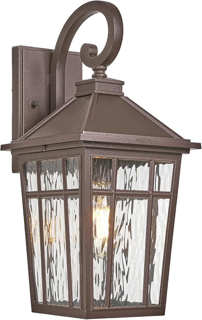 Porch Lights Outdoor Waterproof Exterior Lighting Fixtures 18 Inch Large Aluminum Outdoor Wall Lights with Water Ripple Glass E26 Socket ORB Finish