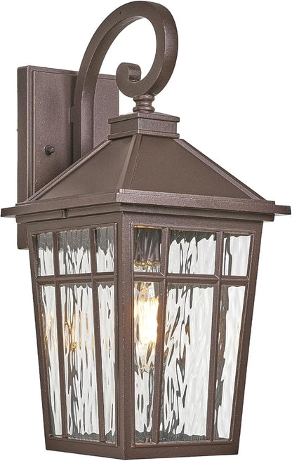 Porch Lights Outdoor Waterproof Exterior Lighting Fixtures 18 Inch Large Aluminum Outdoor Wall Lights with Water Ripple Glass E26 Socket ORB Finish