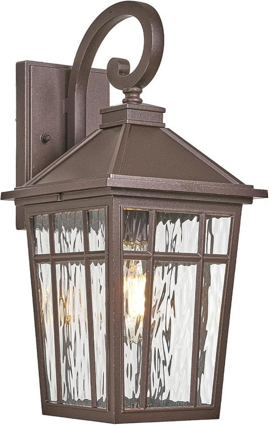 Porch Lights Outdoor Waterproof Exterior Lighting Fixtures 18 Inch Large Aluminum Outdoor Wall Lights with Water Ripple Glass E26 Socket ORB Finish