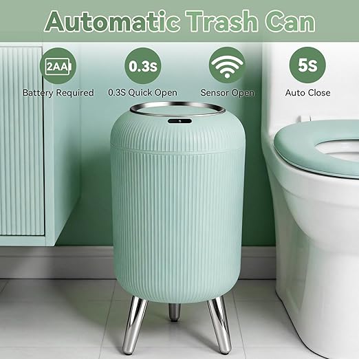 Procade Motion Sensor Trash Can with Lid,3 Gallon/11L Small Bathroom Garbage can,Blue Wastebasket Touchless Trashcan with Removable Leg,Automatic Trash Bin for Bedroom,Toilet, Office, rv, Living Room