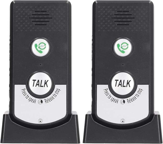 Wireless Intercom Doorbells, Adjustable Voice Intercom Home Smart 2 Way Talk Doorbell, Electronic Doorbell for Hospitals, Hotels, Factories, Teahouses (Black)