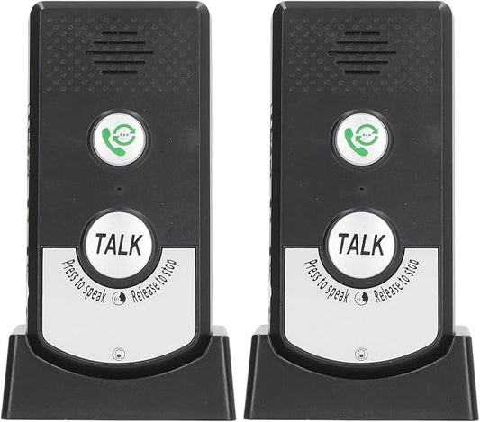 Wireless Intercom Doorbells, Adjustable Voice Intercom Home Smart 2 Way Talk Doorbell, Electronic Doorbell for Hospitals, Hotels, Factories, Teahouses (Black)