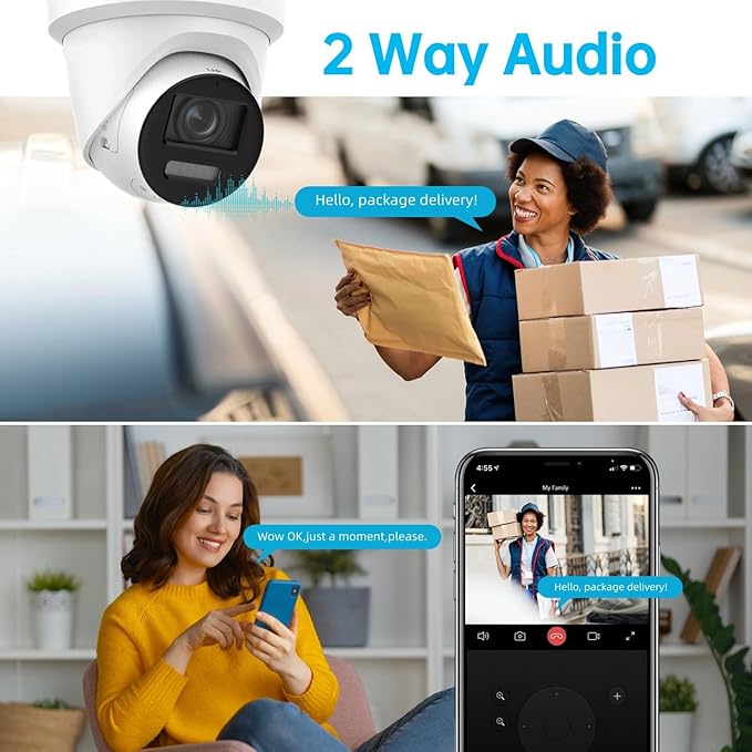 DS-2CD2387G2-LSU/SL 2.8mm HIK 8MP Color-VU PoE IP Camera Outdoor Indoor, 4K PoE Turret Network Camera with Strobe Light and Audible Warning, Human/Vehicle Detection, 2-Way Audio, IP67 Waterproof