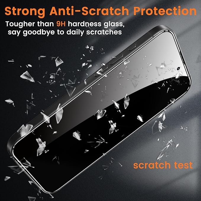 Lesakit 4 Pack Privacy Screen Protector for iPhone 17 Pro 6.3-Inch with 4 Pack Camera Lens Protector, Anti Spy Tempered Glass Film 9H Hardness Bubble Free Case Friendly