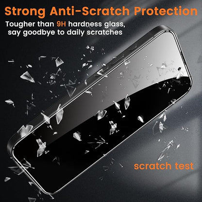 Lesakit 4 Pack Privacy Screen Protector for iPhone 17 Pro 6.3-Inch with 4 Pack Camera Lens Protector, Anti Spy Tempered Glass Film 9H Hardness Bubble Free Case Friendly
