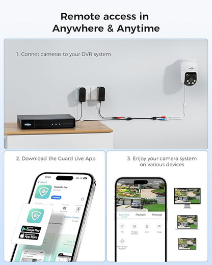 Hiseeu 4K PTZ Wired Security Camera System with 8 x 8MP IP67 CCTV Cameras,8MP DVR,360° Coverage,Smart Color Night Vision,Audio,Person/Vehicle Detection,2TB HDD for 24/7 Recording,Surveillance DVR Kit