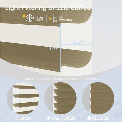 Motorized Sheer Shades with Remote, Automatic Dual-Layered Shades for Windows, Smart Light Filtering Blinds Compatible with Alexa, Custom Size (Light Filtering Drizzle Coffee)