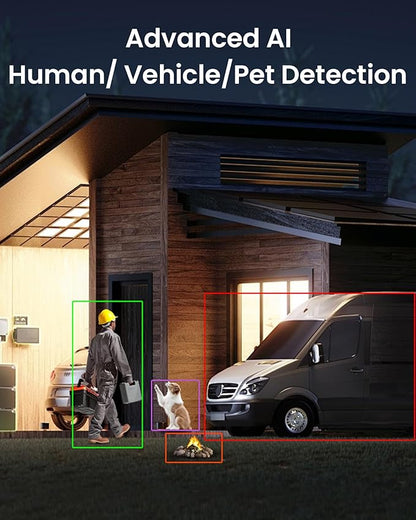 ZOSI 2Pack C296 5MP 3K PoE PT Add-On Camera Outdoor, AI Face Human Vehicle Detection & Siren Alarm, Starlight Night Vision, Auto Track, Floodlights, 5X Digital Zoom, Pan/Tilt, Only Work with ZOSI NVR