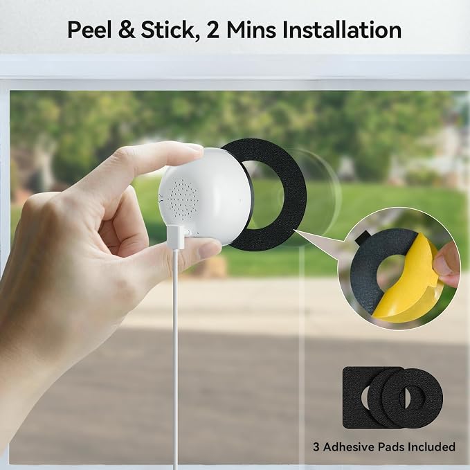 WESECUU 2K Window Camera,5G& 2.4Ghz WiFi No Drill Window Cameras for Home Security for Indoor & Outdoor Monitoring, Color Night Vision, Human Detection, Easy & Quick Install (2-Pack)