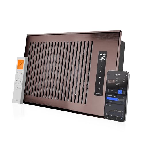 AC Infinity AIRTAP T6, Bronze Register Booster Fan for 6”x12” Openings | Automatic Open/Close Vents, Wireless LCD Temperature Controller, WiFi App, Quiet 10-Speeds, Smart Home
