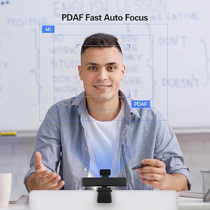 Angetube Wide Angle 4K Webcam for PC - 120° FOV, PDAF Autofocus, 2 Noise-Cancelling Mics, 1080P@60FPS, Auto Light Correction, USB-A/C, Privacy Cover, Video Conference Camera for Mac Laptop and Desktop