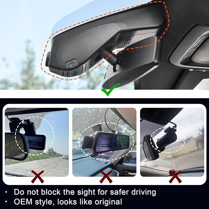 Mangoal Front 4K & Rear 1080P Dash Cam Custom fit for 12th Gen Suburban / 5th Gen Tahoe 2021-2022, Integrated OEM Look, UHD 2160P Video, WiFi & App, G-Sensor, Loop Recording, 128GB Card
