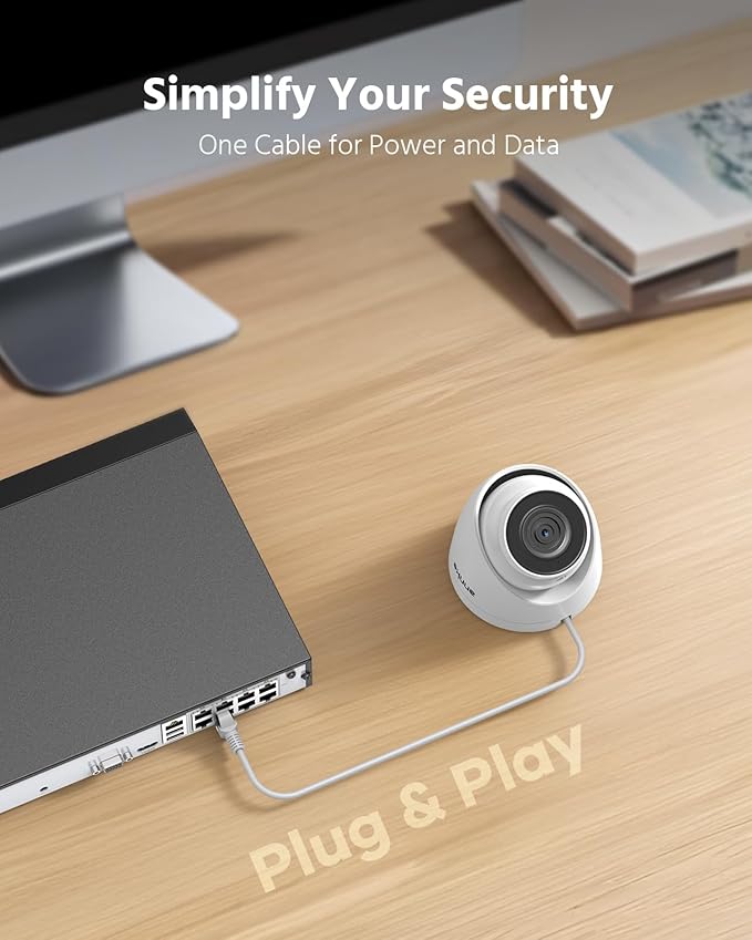 ANNKE 3K PoE Camera with Audio/Mic, IP Turret Security Camera Outdoor Indoor, Color Night Vision, AI Human Detection, IP67 Weatherproof, 116° Wide Angle 2.8mm Lens, 24/7 Recording,RTSP, @20fps