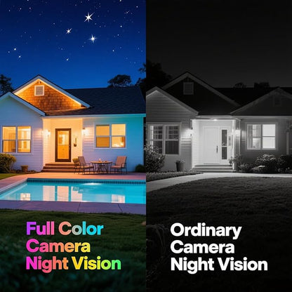 Real HD 4MP Full Color Night Vision PoE IP Turret Dome Camera, 2.8mm Wide Angle, H.265, CCTV Security Camera Outdoor Rated Waterproof IP66,NDAA Compliant