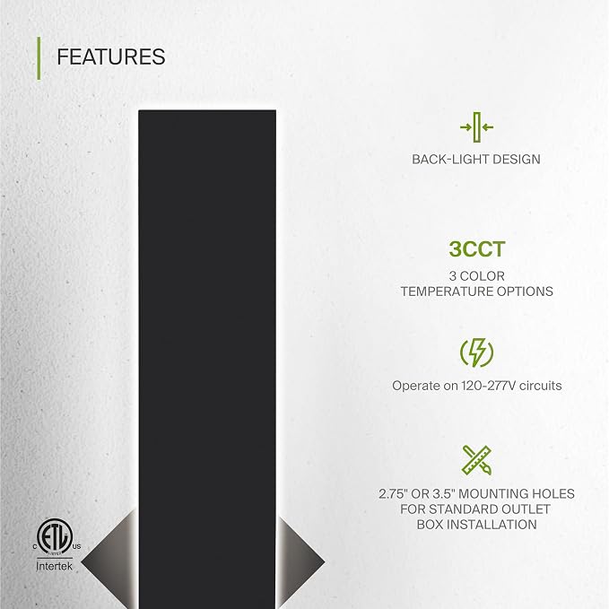 ASD LED 36" Long Wall Mount Light Fixture, Outdoor & Indoor Linear Sconce | 3CCT, Dimmable, Waterproof, Anti-Rust, ETL Listed | 30W 1900LM 3000-5000K 100-277V | Exterior Porch Lighting | Black
