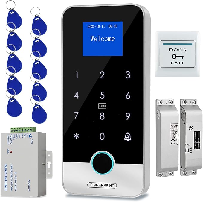 Waterproof Smart Home Security Systems Fingerprint,Password,Tuya Remote Unlock,IC Keychain Multiple Methods，with Door Switch,Power Supply DC 12V,Electric Drop Bolt