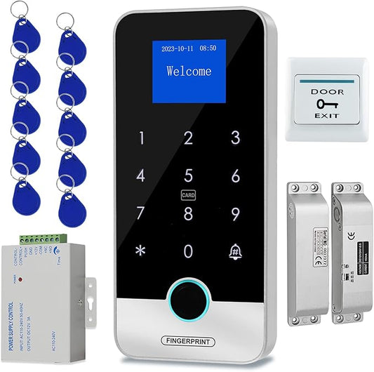 Waterproof Smart Home Security Systems Fingerprint,Password,Tuya Remote Unlock,IC Keychain Multiple Methods，with Door Switch,Power Supply DC 12V,Electric Drop Bolt