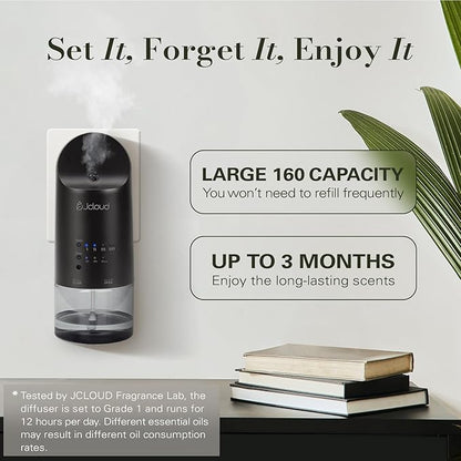 JCLOUD Plug in Diffuser for Essential Oils, Waterless Scent Diffuser Cover Up to 500 Sq. Ft. for Home, Office, Spa - Portable Wall Aromatherapy Device 160ML, Black