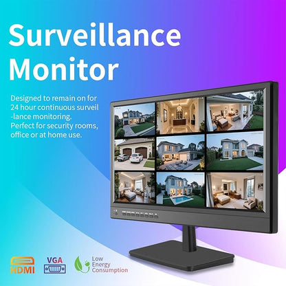 Jexiop 17inch Security Monitor,Supports Wall-Mounted-USB/Full Format Video Playback,CCTV Monitor with AV/HDMI Input/VGA/Headphone Output,Built-in Speaker, Remote Contro