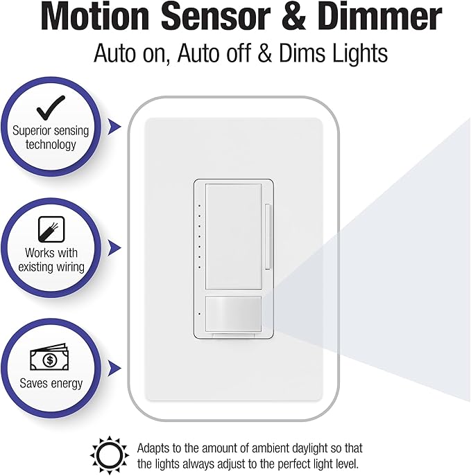 Lutron Maestro LED+ Motion Sensor/Dimmer Switch | 150W LED | Single Pole/Multi-Location | MSCL-OP153M-PD | Palladium