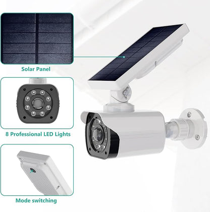 WALI Solar Powered Fake Camera with Motion Sensor Floodlight, 1 Pack, White