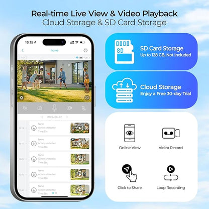 Solar Security Camera Wireless Outdoor, 2K HD Color Night Vision Home Security Camera System with 360° View Battery Powered Spotlight & Siren WiFi Camera Outdoor Motion Sensor and 2-Way Audio 4 Pack