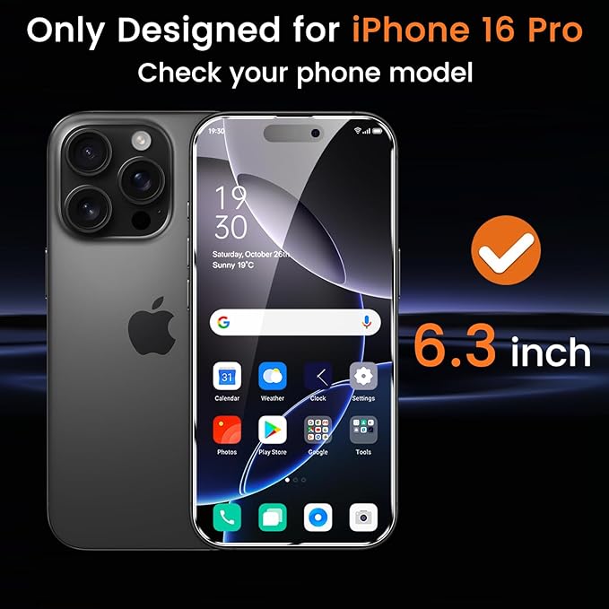 Lesakit 4+4 Pack Privacy Screen Protector for iPhone 16 Pro 6.3-Inch with 4 Pack Camera Lens Protector, Anti Spy Tempered Glass Film 9H Hardness Case Friendly