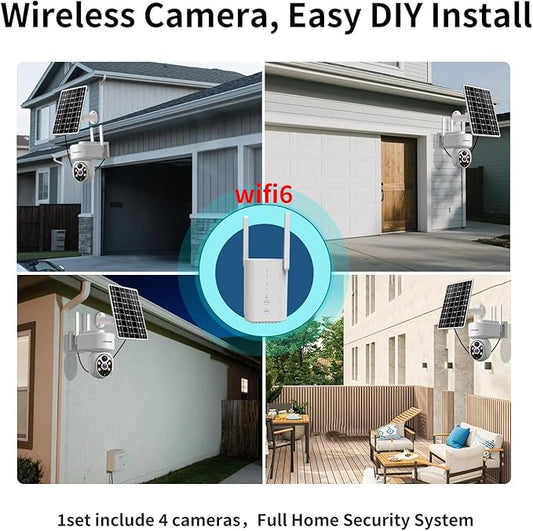 ESCANU Wireless Home Security Cameras System,Solar Power PTZ Outdoor Cameras,Motion Detection,Night Vision,Water-Proof,2-Way Audio,No Subscription Fee,Cloud/SD Card Storage