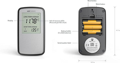 Airthings Corentium Home Radon Detector 223 Portable, Lightweight, Easy-to-Use, (3) AAA Battery Operated, USA Version, pCi/L