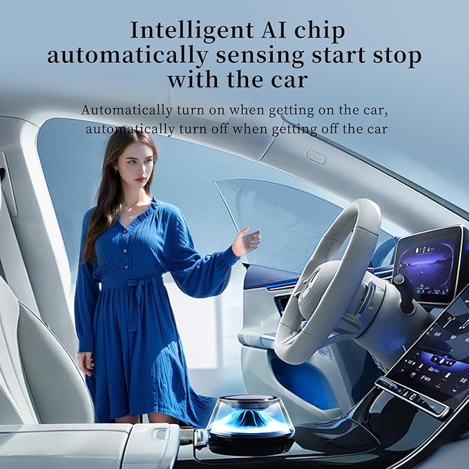 Smart Car Air Freshener 5 Ambient Light & Mist Car Fragrance, Auto On/Off, Adjustable Concentration Diffuser with Two fragrance, Lasts for 6 months, Pine and Rose