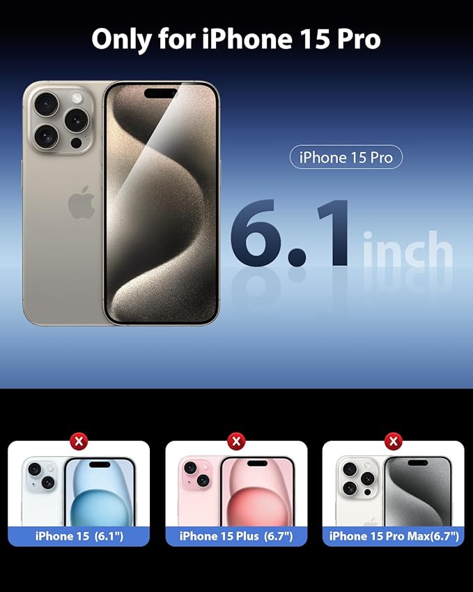 Mkeke for iPhone 15 Pro Screen Protector 3 Pack, [9H+ Hardness] [Military-Grade Drop Protection] [Sensitive Touch] [Easy Installation] [HD Clear] Full Edge Coverage Tempered Glass