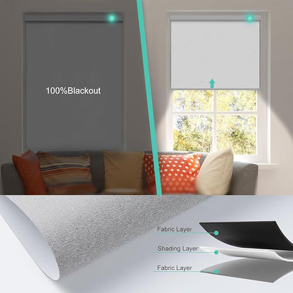 Motorized Blinds with Remote, Blackout Smart Automatic Electric Blinds for Windows Compatible with Alexa Homekit, Cordless Indoor Motorized Roller Shades with Custom Size（Sliver Twilight）