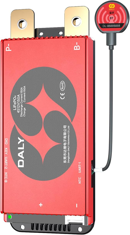 DALY BMS 12V 4S 150A LiFePO4 - Smart Bluetooth Battery Protection Board for 12 Volt Lithium Battery Pack for RV Trolling Motor Portable Power Station