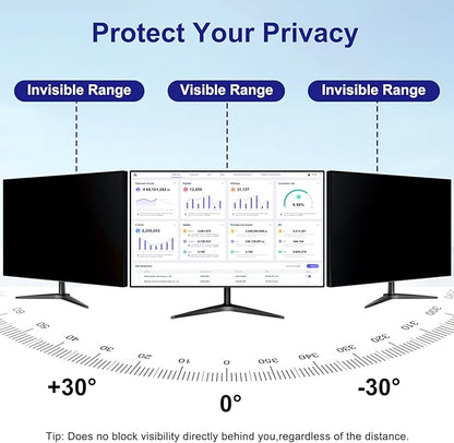 24 Inch Privacy Screen for Computer Monitor 16:9 Aspect Ratio, Eye Protection Anti Blue Light Glare Shield, 24 Inch Removable Black Blackout Anti Spy Desktop Security Private Filter