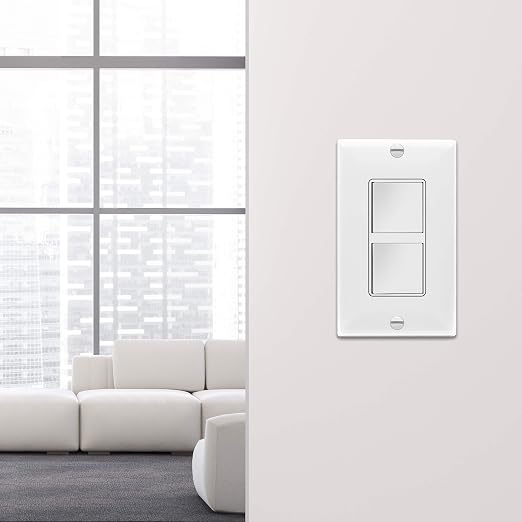 ENERLITES White Double Paddle Decorator Single Pole Switch, 15A, 5 Pack