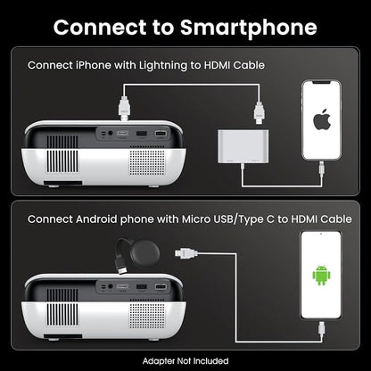 HAPPRUN Native 1080P Outdoor Smart Projector-Standard | Native 1080P • Mini & Portable • Easy Setup • Built-in Speaker • Indoor & Outdoor • Phone, Laptop & PS5 Compatible