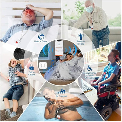 WiFi Caregiver Pager Wireless Call Button Nurse Alert System for Home/Elderly/Patient/Disabled with Phone App Two Call Button One WiFi Receiver(only Supports 2.4GHz Wi-Fi)