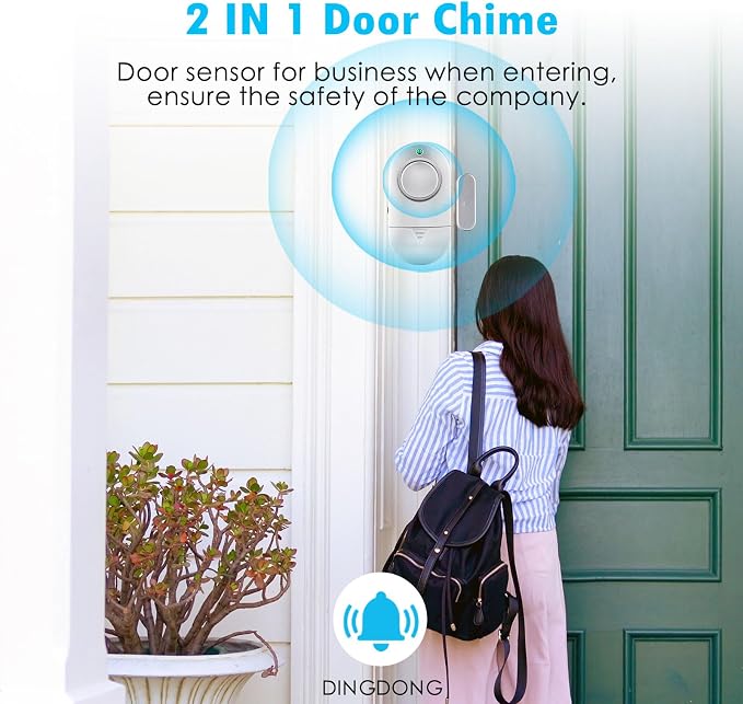 120DB High Decibel Door Window Alarms for Home Security, Toddler Child Safety Entry Open Alert Door Chime, Anti Intrusion Sensor for Household Store Apartment Garage, 10 Pack Silvery