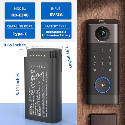 SAPBJ Battery Replacement for eufy Security Video Doorbell E340 Rechargeable Lithium-ion Backup Battery with Type-C Charge Cable Upgraded 7000mAh Capacity